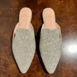 J.Crew Glitter Silver Loafers